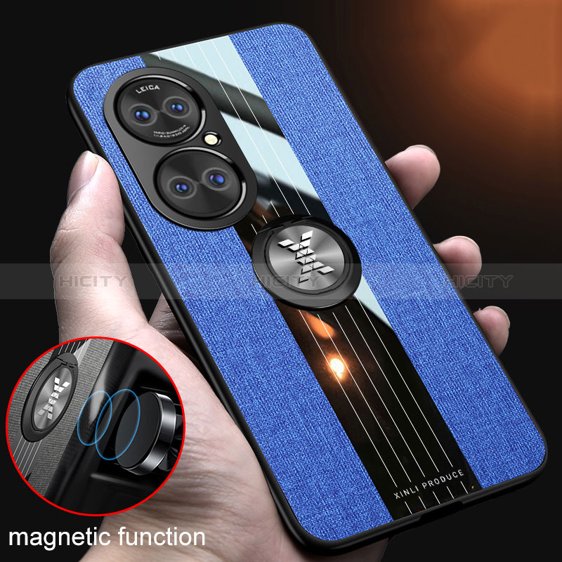 Funda Silicona Carcasa Ultrafina Goma con Magnetico Anillo de dedo Soporte X01L para Huawei P50