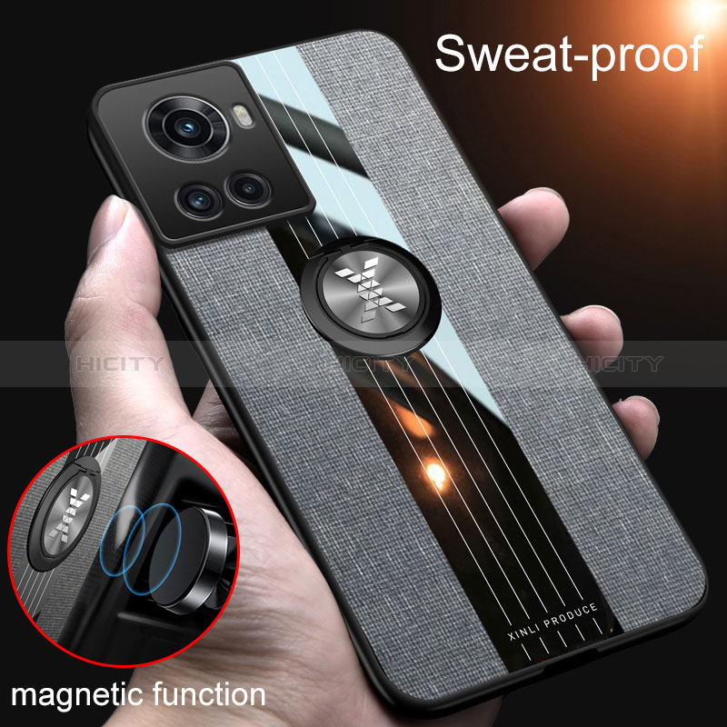 Funda Silicona Carcasa Ultrafina Goma con Magnetico Anillo de dedo Soporte X01L para OnePlus 10R 5G