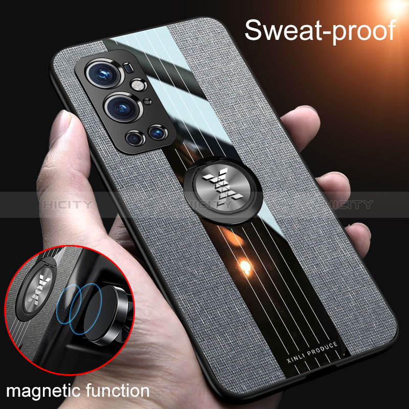 Funda Silicona Carcasa Ultrafina Goma con Magnetico Anillo de dedo Soporte X01L para OnePlus 9 Pro 5G