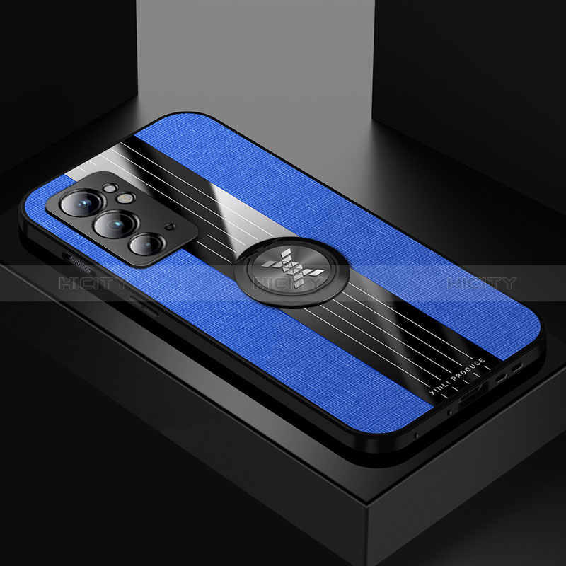 Funda Silicona Carcasa Ultrafina Goma con Magnetico Anillo de dedo Soporte X01L para OnePlus 9RT 5G Azul