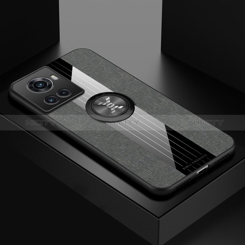 Funda Silicona Carcasa Ultrafina Goma con Magnetico Anillo de dedo Soporte X01L para OnePlus Ace 5G Gris