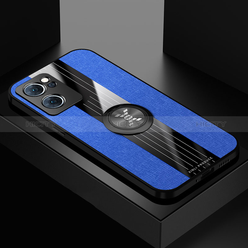 Funda Silicona Carcasa Ultrafina Goma con Magnetico Anillo de dedo Soporte X01L para OnePlus Nord CE 2 5G Azul