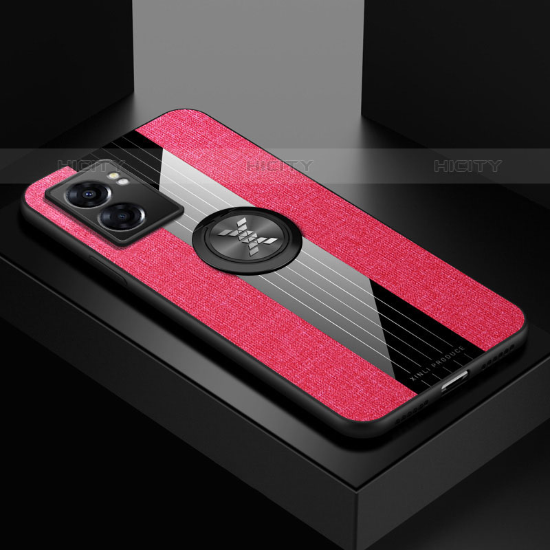 Funda Silicona Carcasa Ultrafina Goma con Magnetico Anillo de dedo Soporte X01L para OnePlus Nord N300 5G Rojo