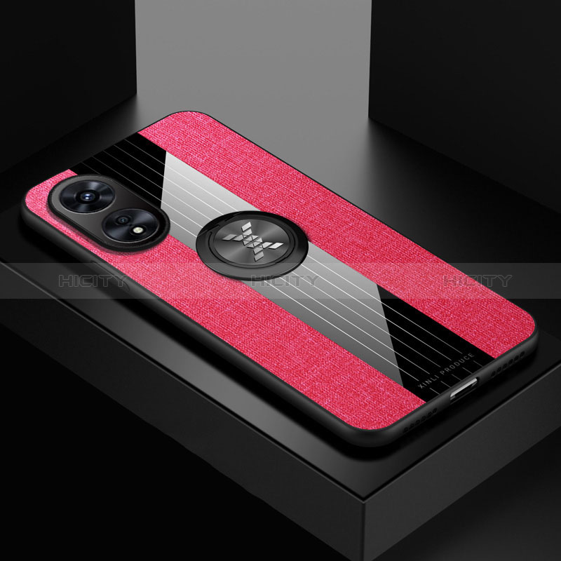 Funda Silicona Carcasa Ultrafina Goma con Magnetico Anillo de dedo Soporte X01L para Oppo A1 Pro 5G Rojo