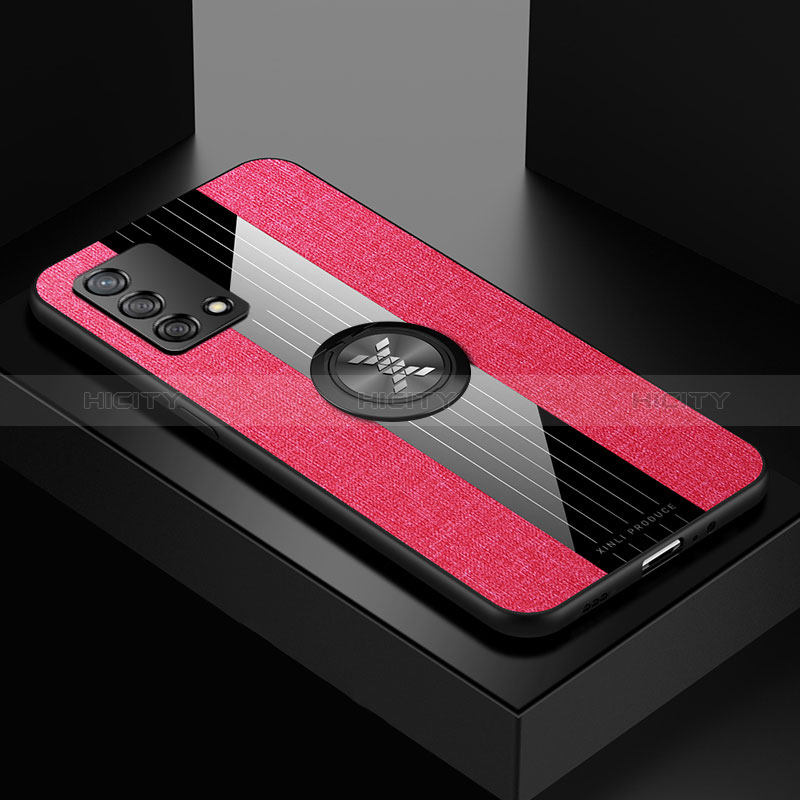 Funda Silicona Carcasa Ultrafina Goma con Magnetico Anillo de dedo Soporte X01L para Oppo A95 4G Rojo