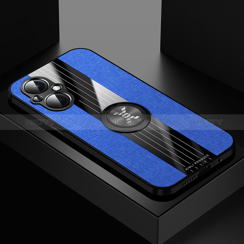 Funda Silicona Carcasa Ultrafina Goma con Magnetico Anillo de dedo Soporte X01L para Oppo A96 5G Azul