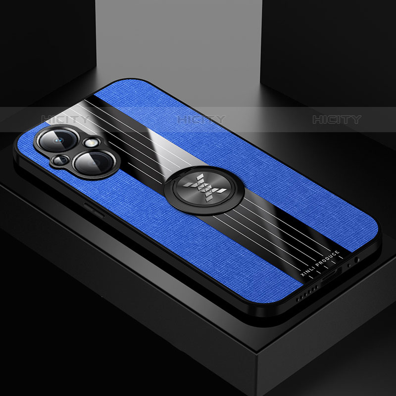 Funda Silicona Carcasa Ultrafina Goma con Magnetico Anillo de dedo Soporte X01L para Oppo F21 Pro 5G Azul