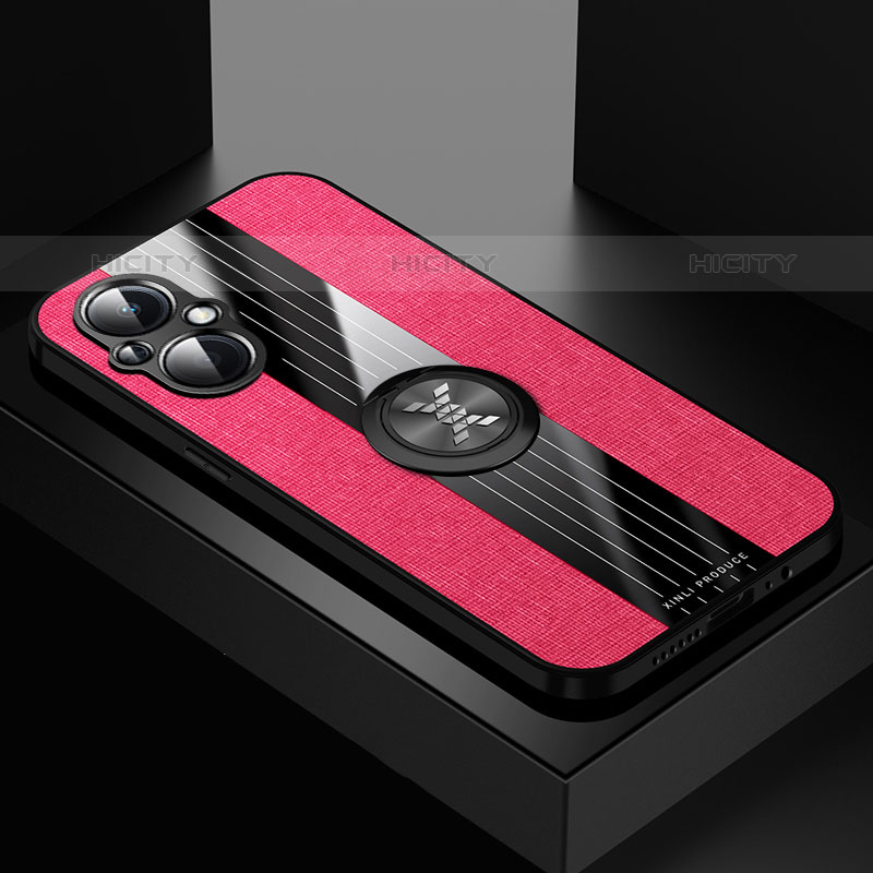 Funda Silicona Carcasa Ultrafina Goma con Magnetico Anillo de dedo Soporte X01L para Oppo F21 Pro 5G Rojo