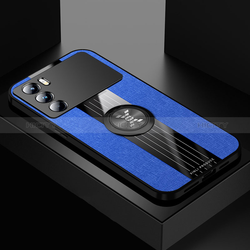 Funda Silicona Carcasa Ultrafina Goma con Magnetico Anillo de dedo Soporte X01L para Oppo K9 Pro 5G Azul