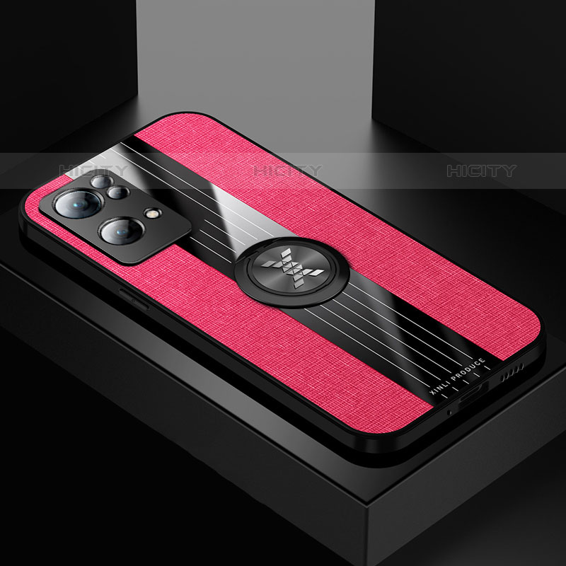 Funda Silicona Carcasa Ultrafina Goma con Magnetico Anillo de dedo Soporte X01L para Oppo Reno7 Pro 5G Rojo