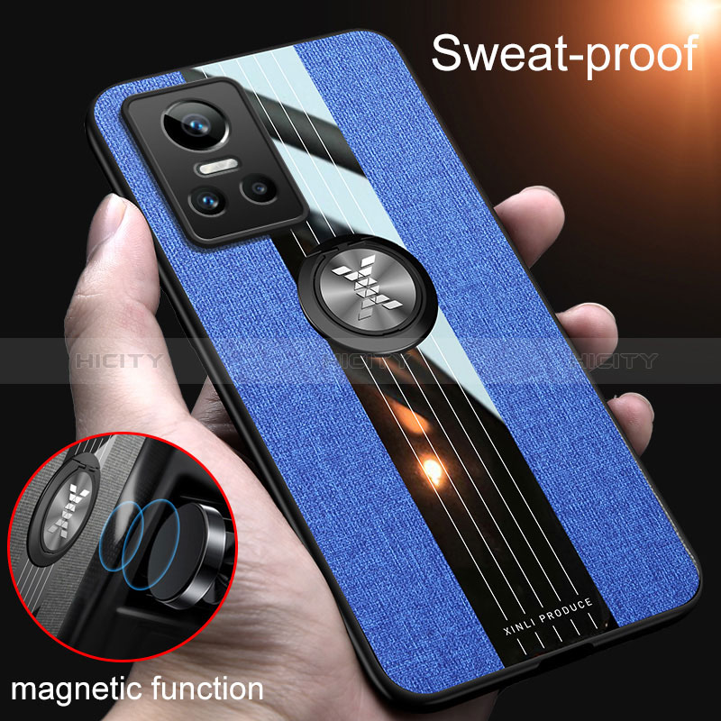 Funda Silicona Carcasa Ultrafina Goma con Magnetico Anillo de dedo Soporte X01L para Realme GT Neo3 5G