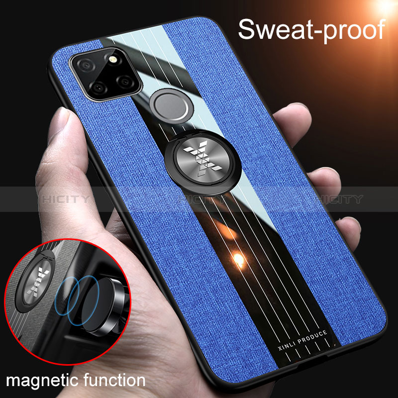 Funda Silicona Carcasa Ultrafina Goma con Magnetico Anillo de dedo Soporte X01L para Realme Q2i 5G