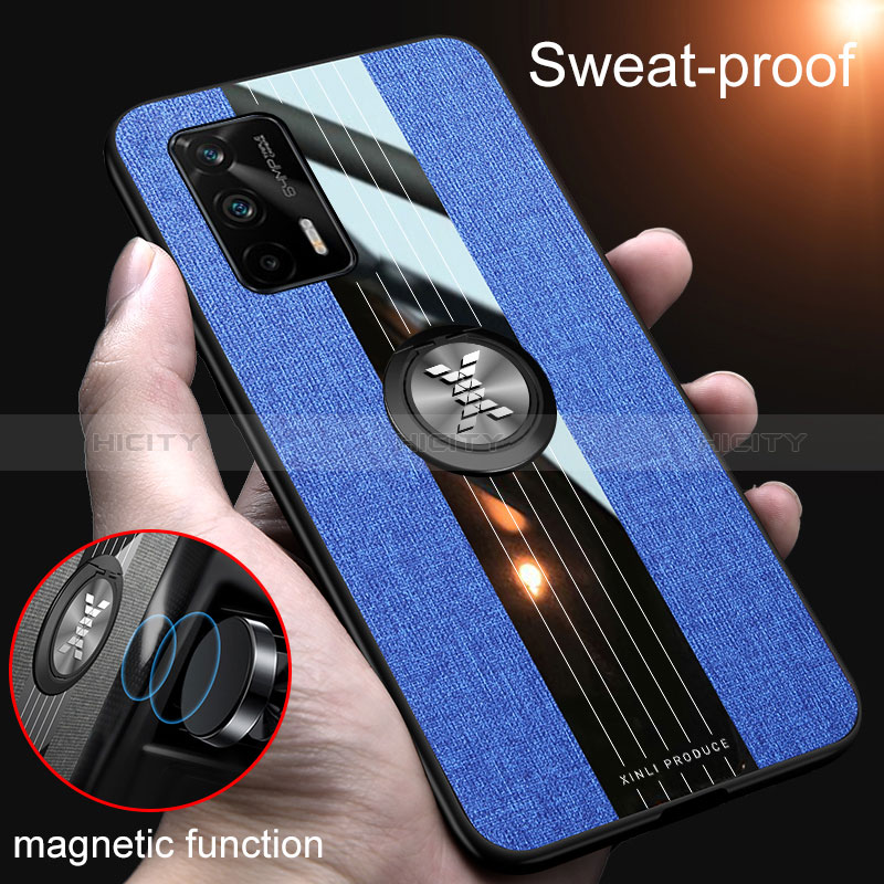 Funda Silicona Carcasa Ultrafina Goma con Magnetico Anillo de dedo Soporte X01L para Realme Q3 Pro 5G