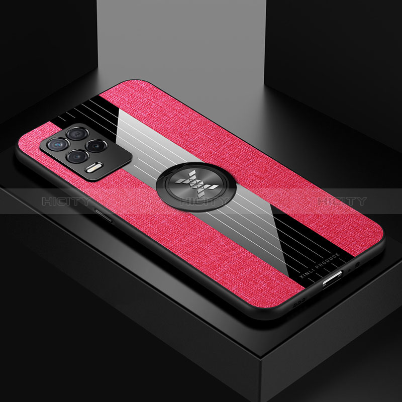 Funda Silicona Carcasa Ultrafina Goma con Magnetico Anillo de dedo Soporte X01L para Realme Q3i 5G Rojo