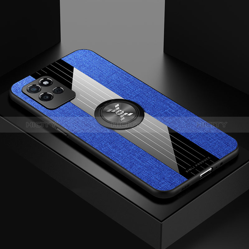 Funda Silicona Carcasa Ultrafina Goma con Magnetico Anillo de dedo Soporte X01L para Realme V11s 5G Azul