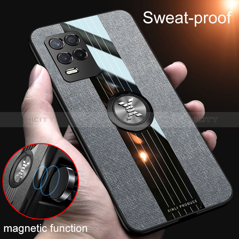 Funda Silicona Carcasa Ultrafina Goma con Magnetico Anillo de dedo Soporte X01L para Realme V13 5G