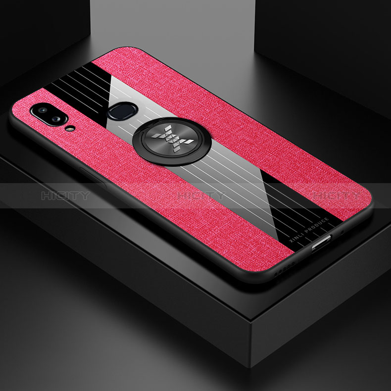 Funda Silicona Carcasa Ultrafina Goma con Magnetico Anillo de dedo Soporte X01L para Samsung Galaxy A10s Rojo