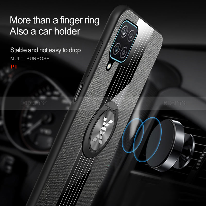 Funda Silicona Carcasa Ultrafina Goma con Magnetico Anillo de dedo Soporte X01L para Samsung Galaxy A12 5G