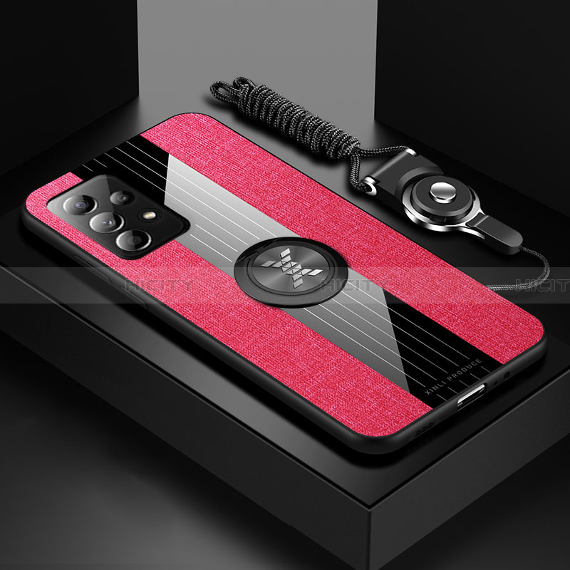 Funda Silicona Carcasa Ultrafina Goma con Magnetico Anillo de dedo Soporte X01L para Samsung Galaxy A13 4G Rojo