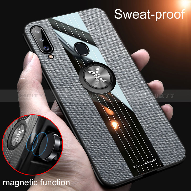 Funda Silicona Carcasa Ultrafina Goma con Magnetico Anillo de dedo Soporte X01L para Samsung Galaxy A20s