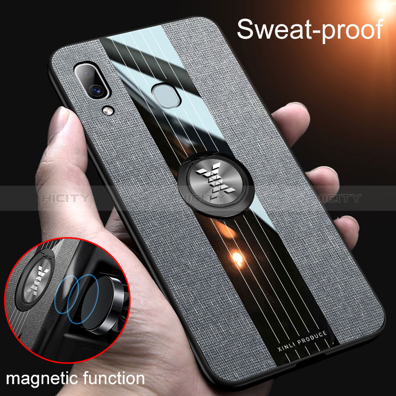 Funda Silicona Carcasa Ultrafina Goma con Magnetico Anillo de dedo Soporte X01L para Samsung Galaxy A30