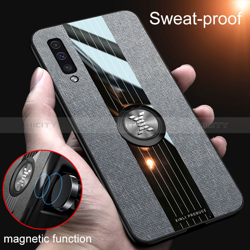 Funda Silicona Carcasa Ultrafina Goma con Magnetico Anillo de dedo Soporte X01L para Samsung Galaxy A50S