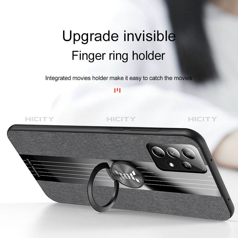Funda Silicona Carcasa Ultrafina Goma con Magnetico Anillo de dedo Soporte X01L para Samsung Galaxy A52s 5G
