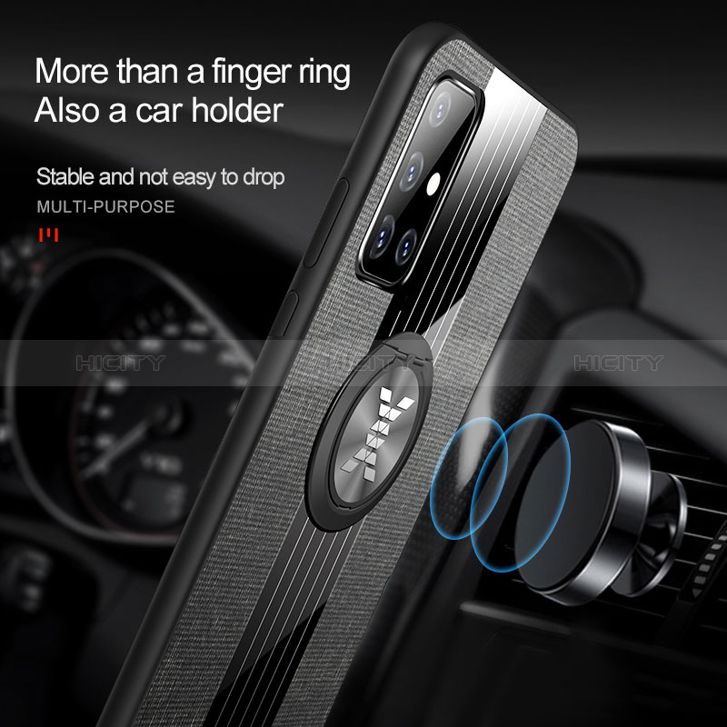 Funda Silicona Carcasa Ultrafina Goma con Magnetico Anillo de dedo Soporte X01L para Samsung Galaxy A71 4G A715