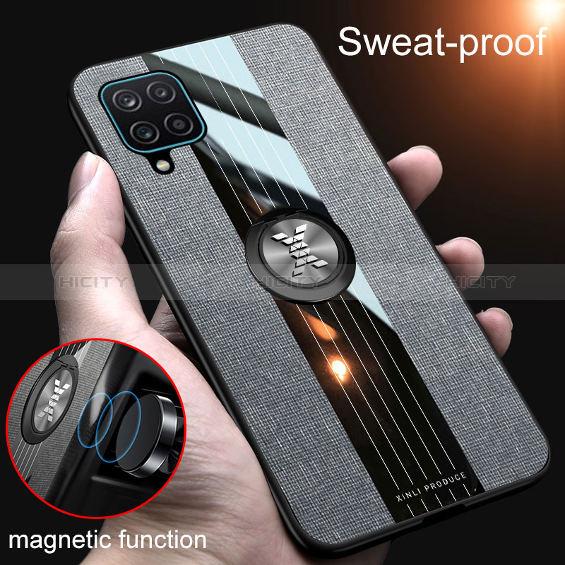 Funda Silicona Carcasa Ultrafina Goma con Magnetico Anillo de dedo Soporte X01L para Samsung Galaxy M12