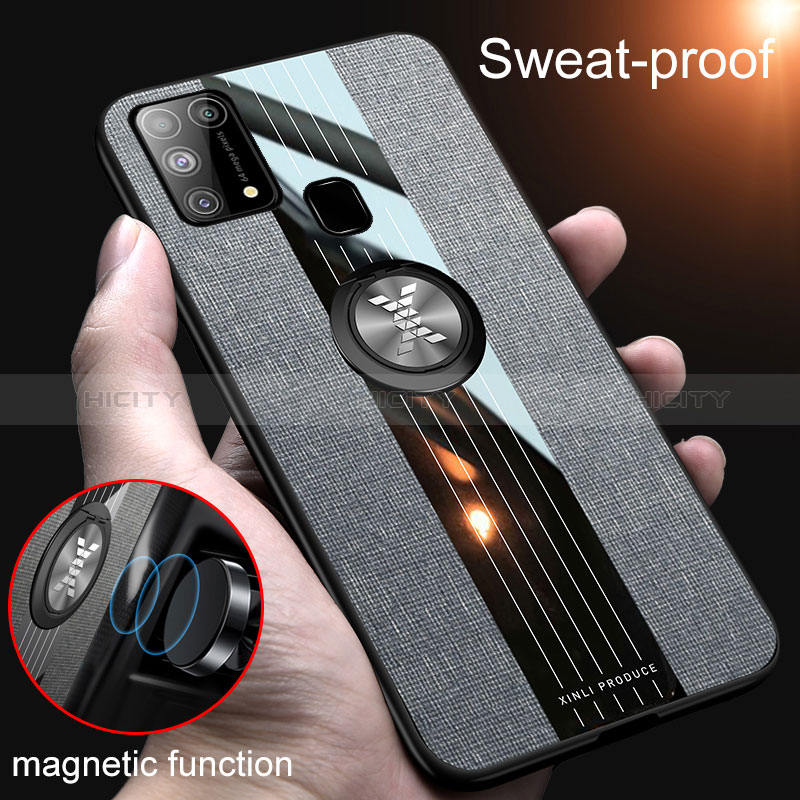 Funda Silicona Carcasa Ultrafina Goma con Magnetico Anillo de dedo Soporte X01L para Samsung Galaxy M31 Prime Edition