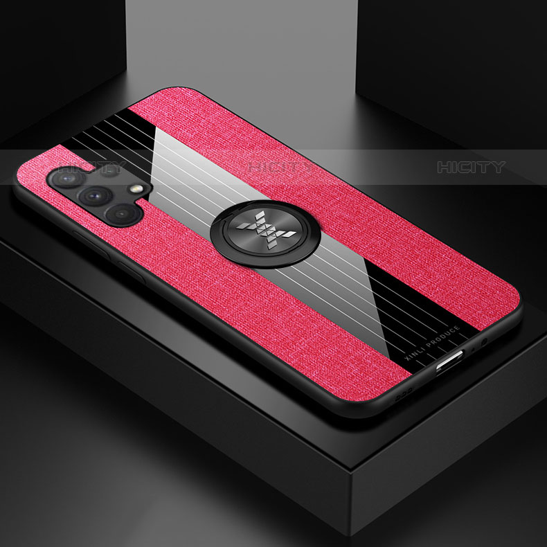 Funda Silicona Carcasa Ultrafina Goma con Magnetico Anillo de dedo Soporte X01L para Samsung Galaxy M32 5G Rojo