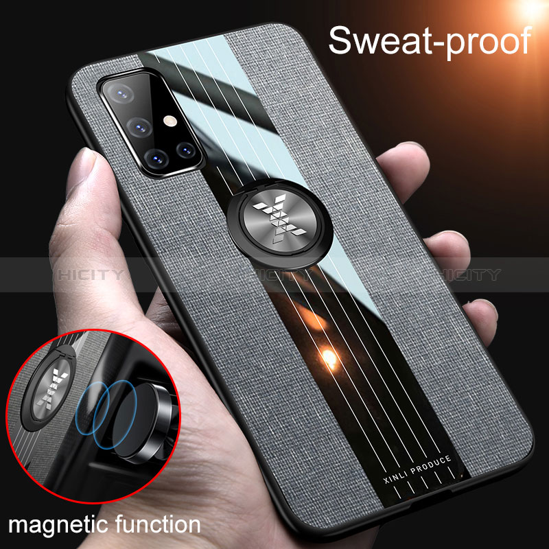 Funda Silicona Carcasa Ultrafina Goma con Magnetico Anillo de dedo Soporte X01L para Samsung Galaxy M40S