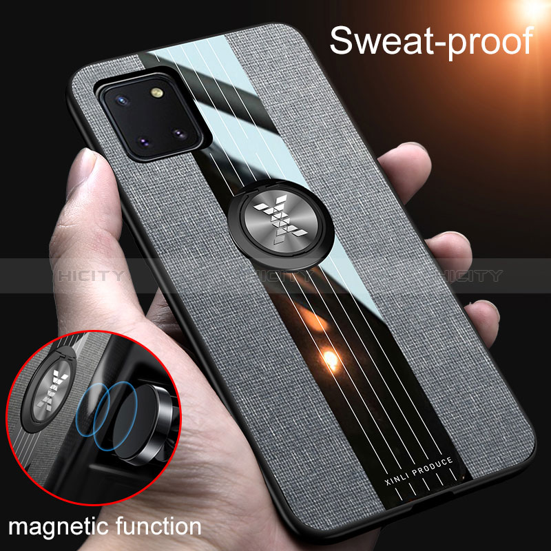 Funda Silicona Carcasa Ultrafina Goma con Magnetico Anillo de dedo Soporte X01L para Samsung Galaxy M60s