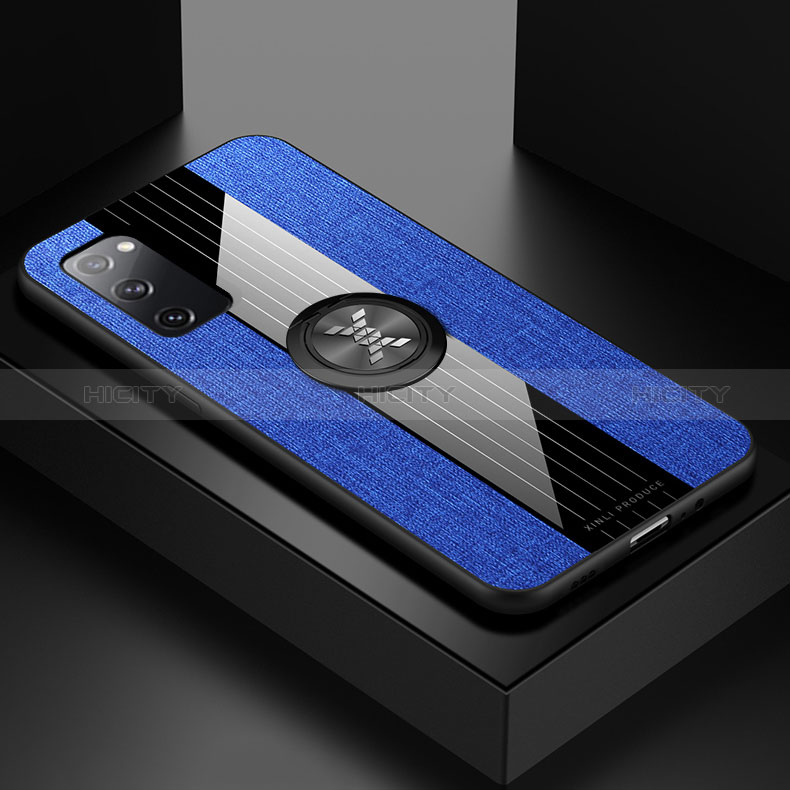Funda Silicona Carcasa Ultrafina Goma con Magnetico Anillo de dedo Soporte X01L para Samsung Galaxy S20 FE 4G Azul