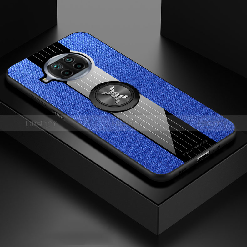 Funda Silicona Carcasa Ultrafina Goma con Magnetico Anillo de dedo Soporte X01L para Xiaomi Mi 10i 5G Azul