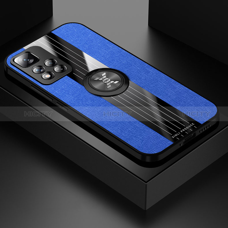 Funda Silicona Carcasa Ultrafina Goma con Magnetico Anillo de dedo Soporte X01L para Xiaomi Mi 11i 5G (2022) Azul