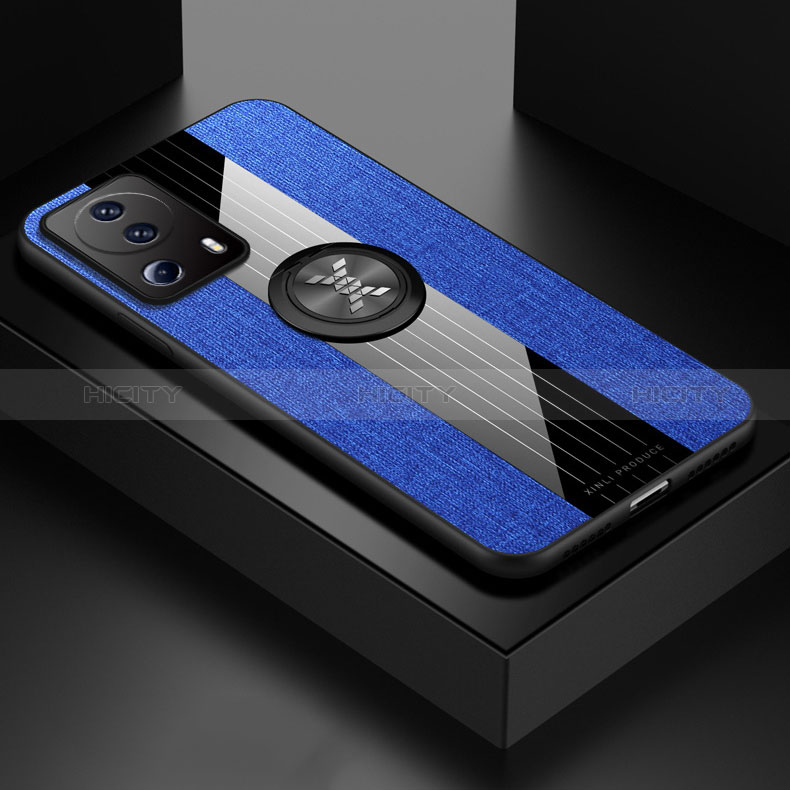 Funda Silicona Carcasa Ultrafina Goma con Magnetico Anillo de dedo Soporte X01L para Xiaomi Mi 12 Lite NE 5G Azul