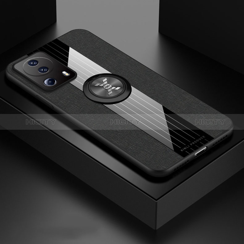 Funda Silicona Carcasa Ultrafina Goma con Magnetico Anillo de dedo Soporte X01L para Xiaomi Mi 12 Lite NE 5G Negro