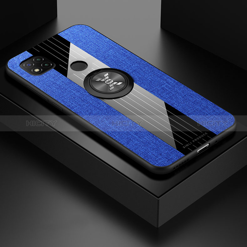 Funda Silicona Carcasa Ultrafina Goma con Magnetico Anillo de dedo Soporte X01L para Xiaomi POCO C3 Azul