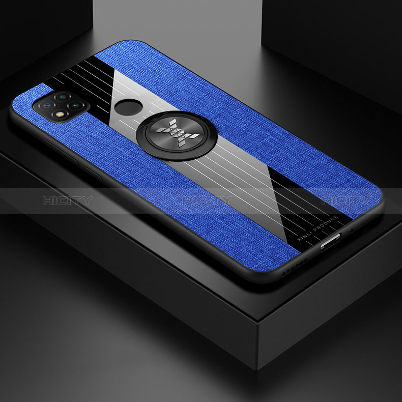 Funda Silicona Carcasa Ultrafina Goma con Magnetico Anillo de dedo Soporte X01L para Xiaomi POCO C31 Azul
