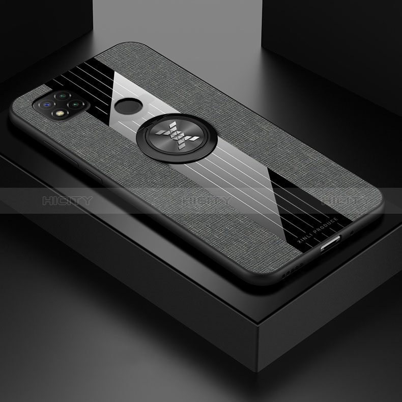 Funda Silicona Carcasa Ultrafina Goma con Magnetico Anillo de dedo Soporte X01L para Xiaomi POCO C31 Gris