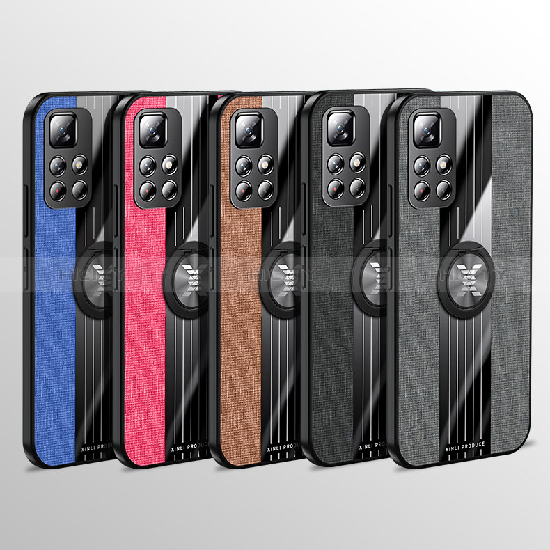 Funda Silicona Carcasa Ultrafina Goma con Magnetico Anillo de dedo Soporte X01L para Xiaomi Poco M4 Pro 5G