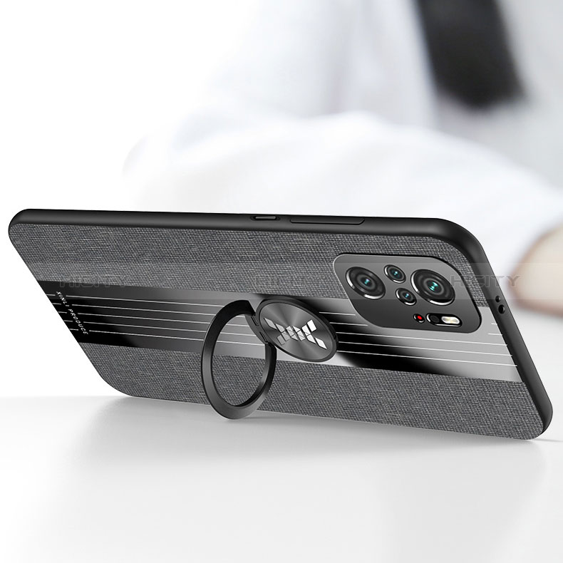 Funda Silicona Carcasa Ultrafina Goma con Magnetico Anillo de dedo Soporte X01L para Xiaomi Poco M5S