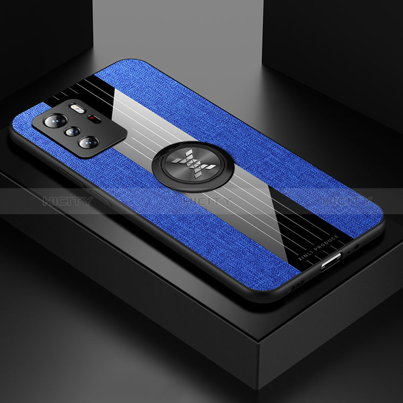 Funda Silicona Carcasa Ultrafina Goma con Magnetico Anillo de dedo Soporte X01L para Xiaomi Poco X3 GT 5G Azul