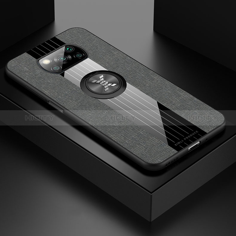 Funda Silicona Carcasa Ultrafina Goma con Magnetico Anillo de dedo Soporte X01L para Xiaomi Poco X3 Pro