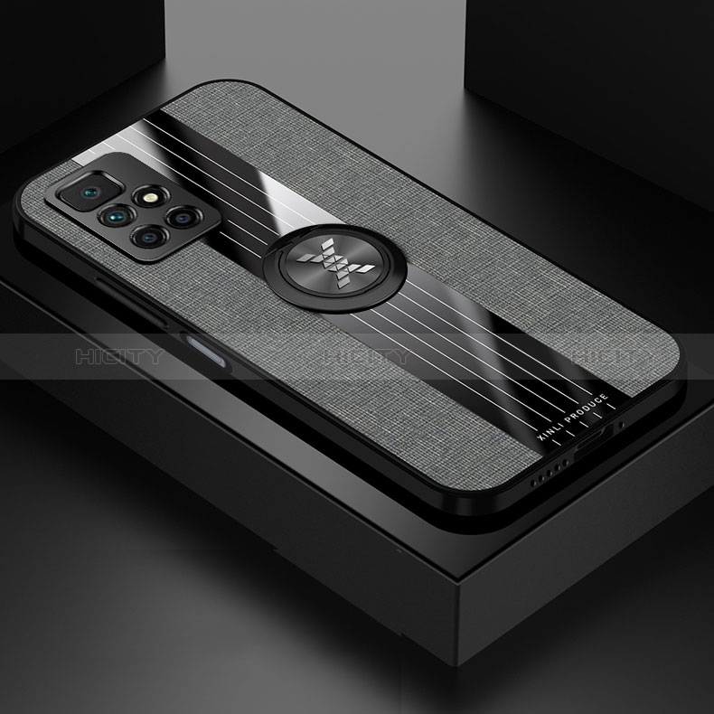 Funda Silicona Carcasa Ultrafina Goma con Magnetico Anillo de dedo Soporte X01L para Xiaomi Redmi 10 (2022) Gris