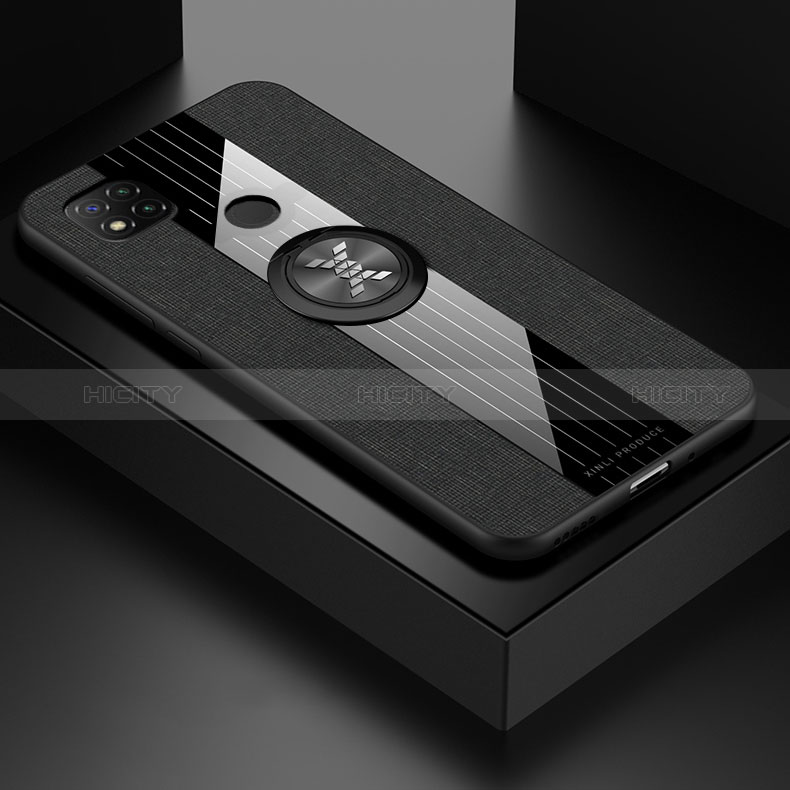 Funda Silicona Carcasa Ultrafina Goma con Magnetico Anillo de dedo Soporte X01L para Xiaomi Redmi 10A 4G Negro