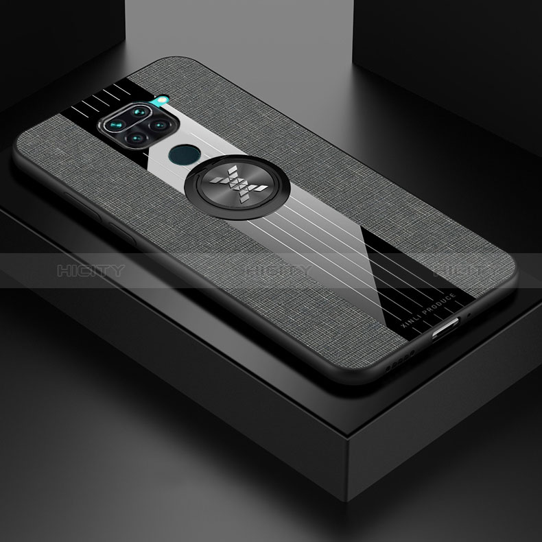 Funda Silicona Carcasa Ultrafina Goma con Magnetico Anillo de dedo Soporte X01L para Xiaomi Redmi 10X 4G Gris