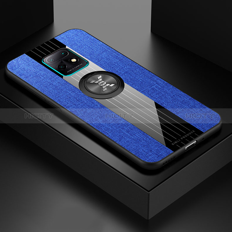 Funda Silicona Carcasa Ultrafina Goma con Magnetico Anillo de dedo Soporte X01L para Xiaomi Redmi 10X Pro 5G Azul