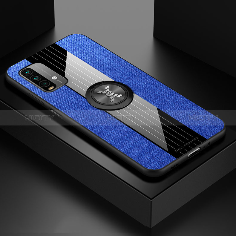 Funda Silicona Carcasa Ultrafina Goma con Magnetico Anillo de dedo Soporte X01L para Xiaomi Redmi 9 Power